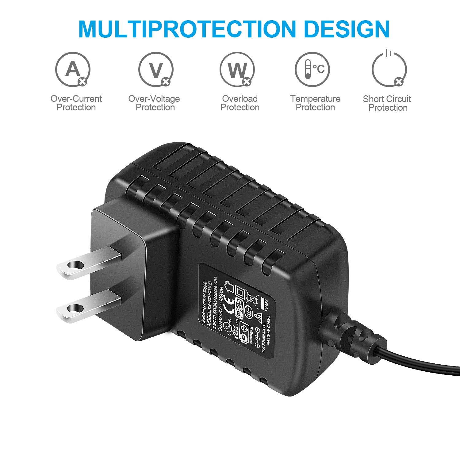 NEUMA Guitar Effects Pedal Power Supply Adapter 9V DC 1A (1000mA) with Cable 5 Way Daisy Chain Cord
