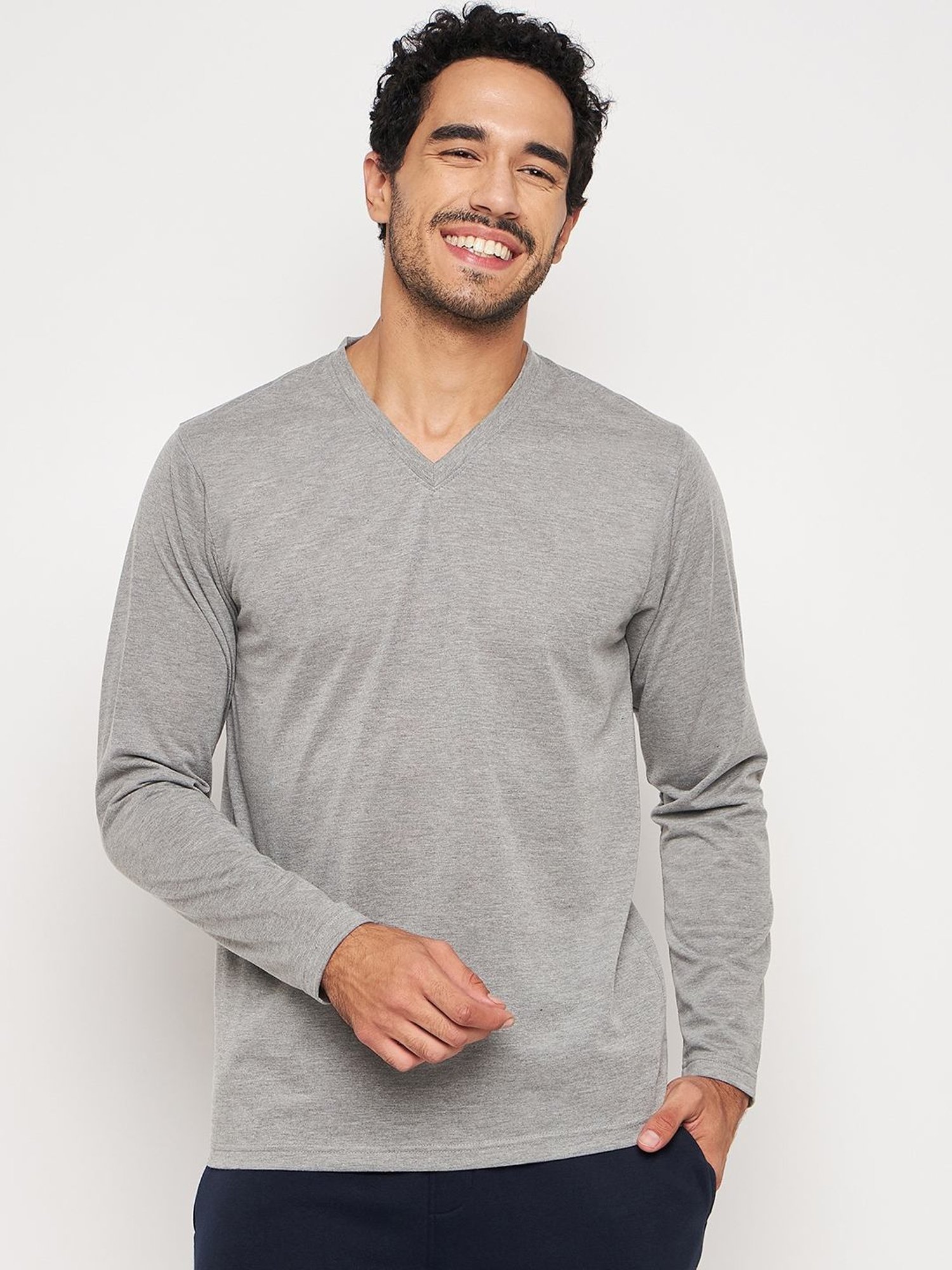 Club York Grey Cotton Regular Fit T-Shirt