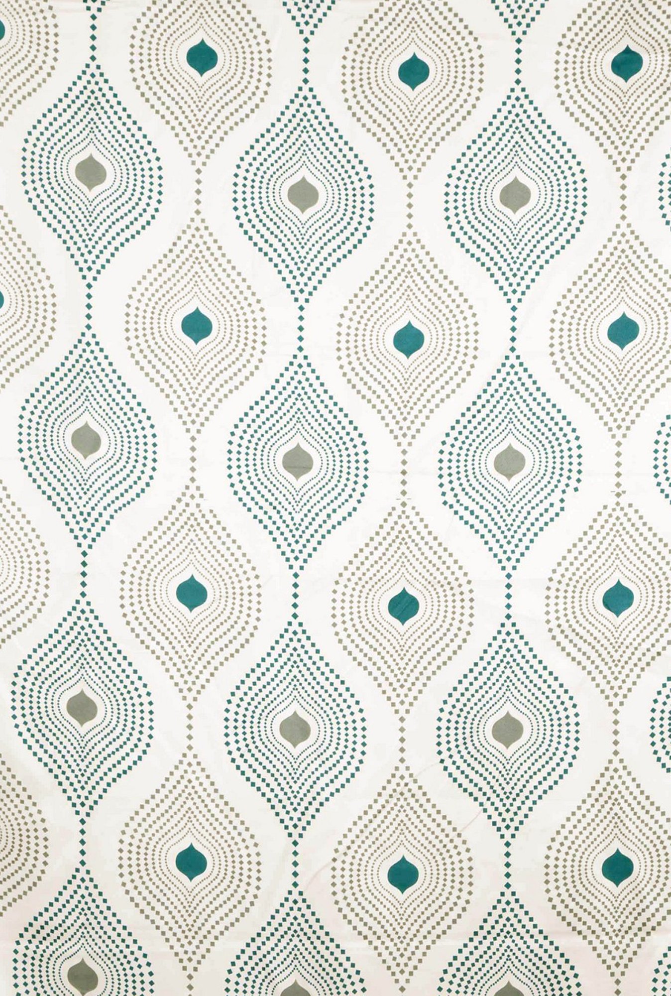 Swayam Cream & Blue Printed Faux Silk Door Curtains - Set of 2