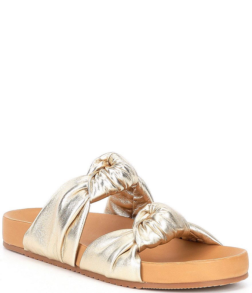 Antonio Melani Byrne Knotted Leather Footbed Slide Sandals