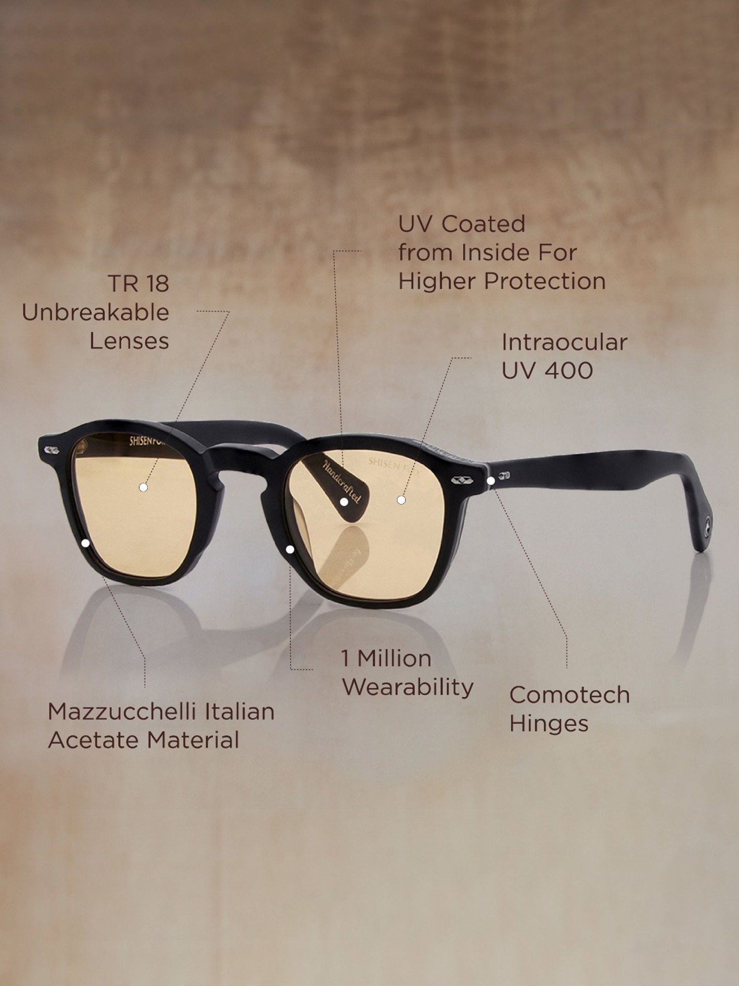 Shisen Fox Niko Matte Black Square Unisex UV Protection Sunglasses -46 mm