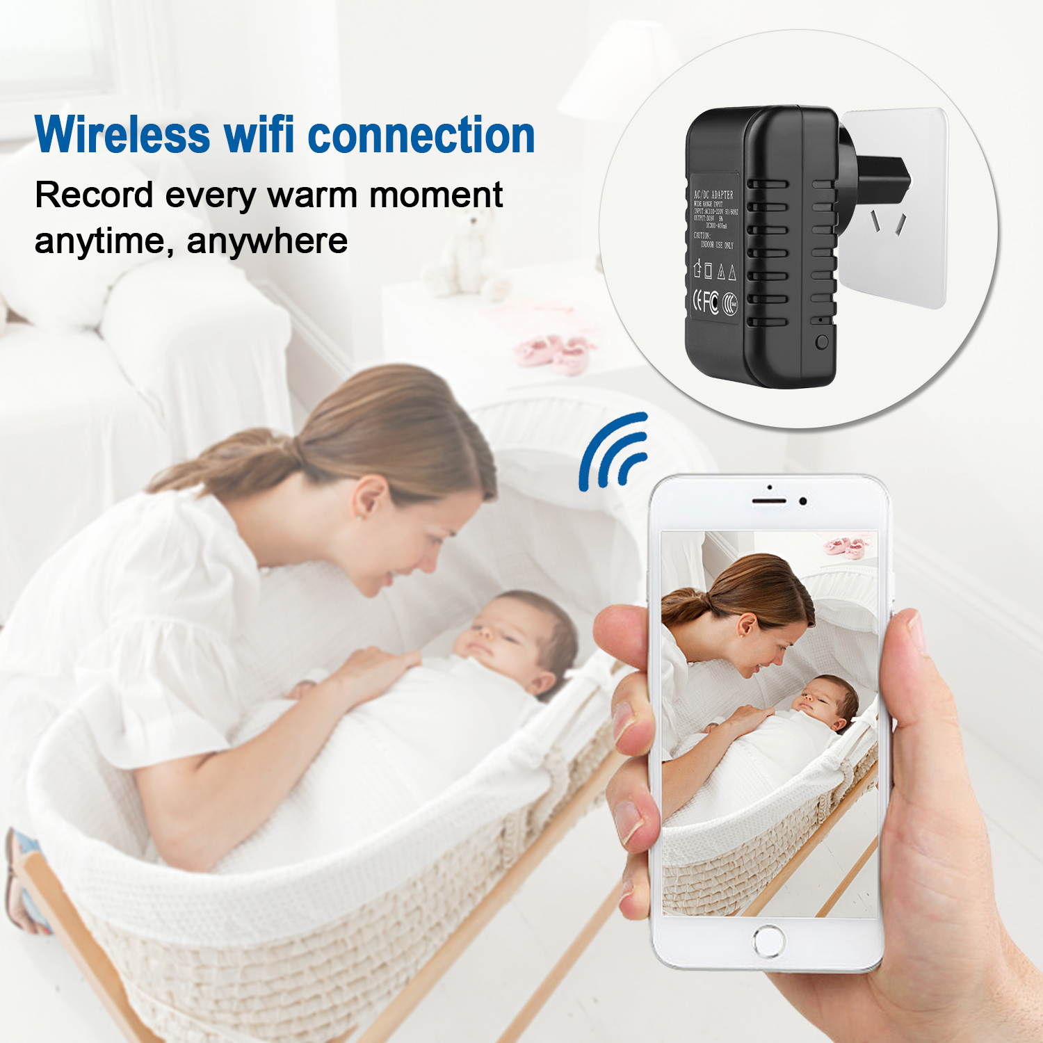 HD 1080P WIFI  Mini SPY Motion Hidden Wall Charger IP Camera US Adapter Plug Cam