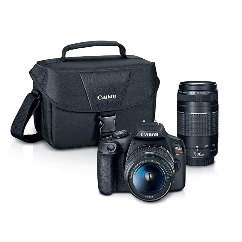 EOS REBEL T7 DSLR Camera|2 Lens Kit with EF18-55mm + EF 75-300mm Lens, Black