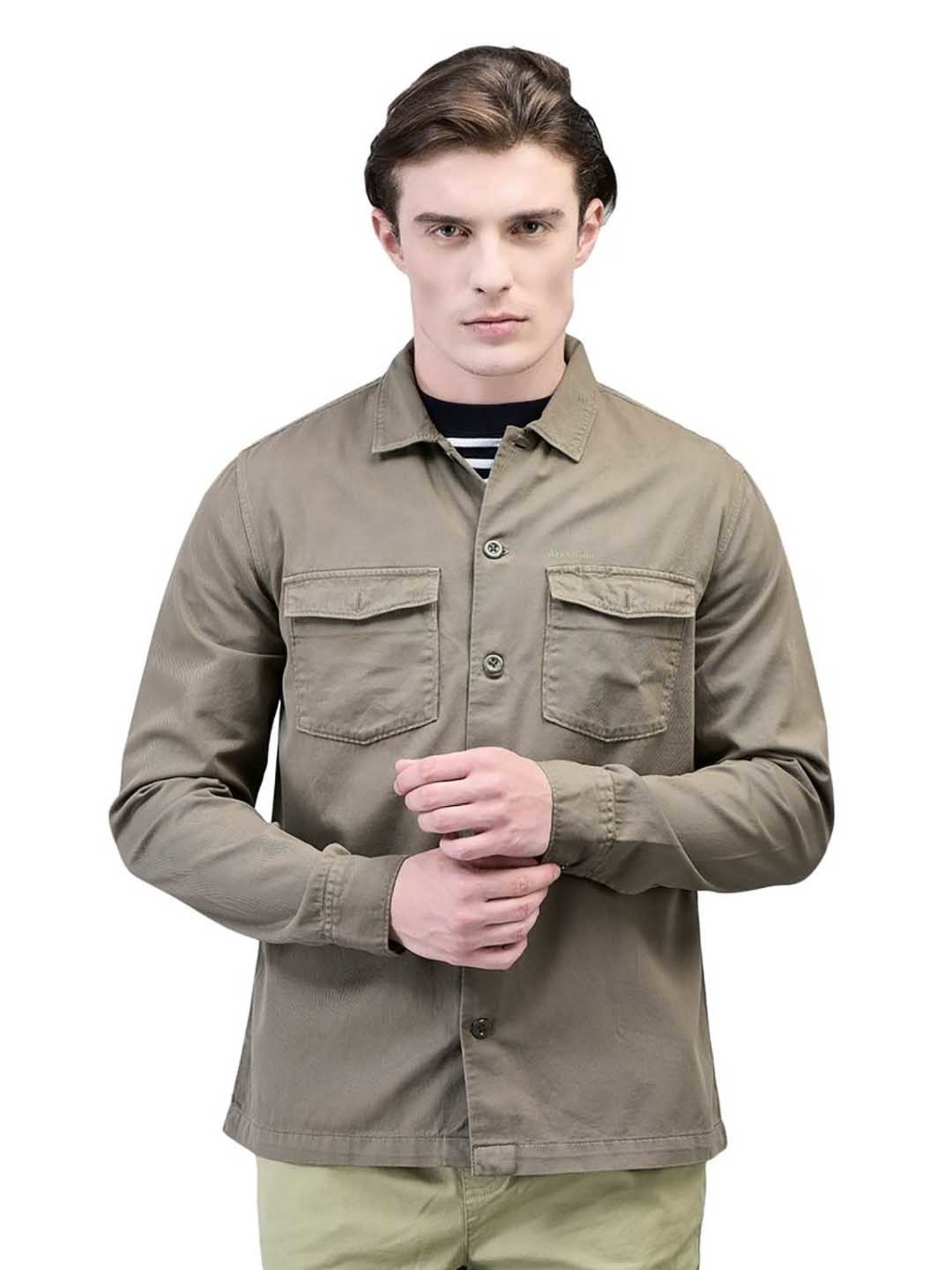 Woodland Olive Regular Fit Cotton Shirt