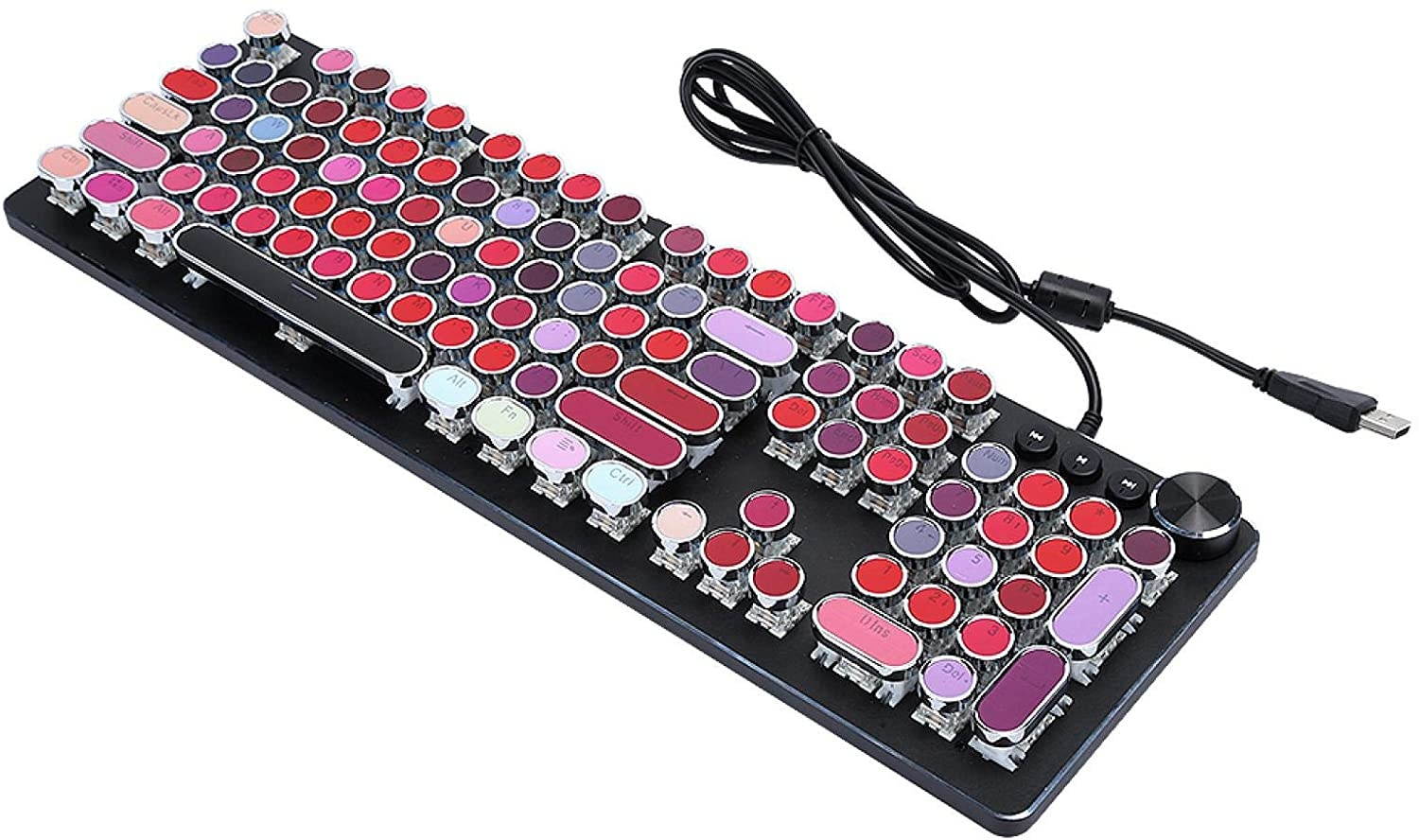 White Wired Keyboard Lipstick Keyboard Fashion Mechanical Keyboard Vintage Ergonomics Backlight Wired Keyboard for PC for Desktop for Computer