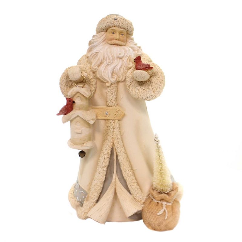 Foundations 9.25" Santa With Birdhouse Red Bird Cardinals Christmas  -  Decorative Figurines