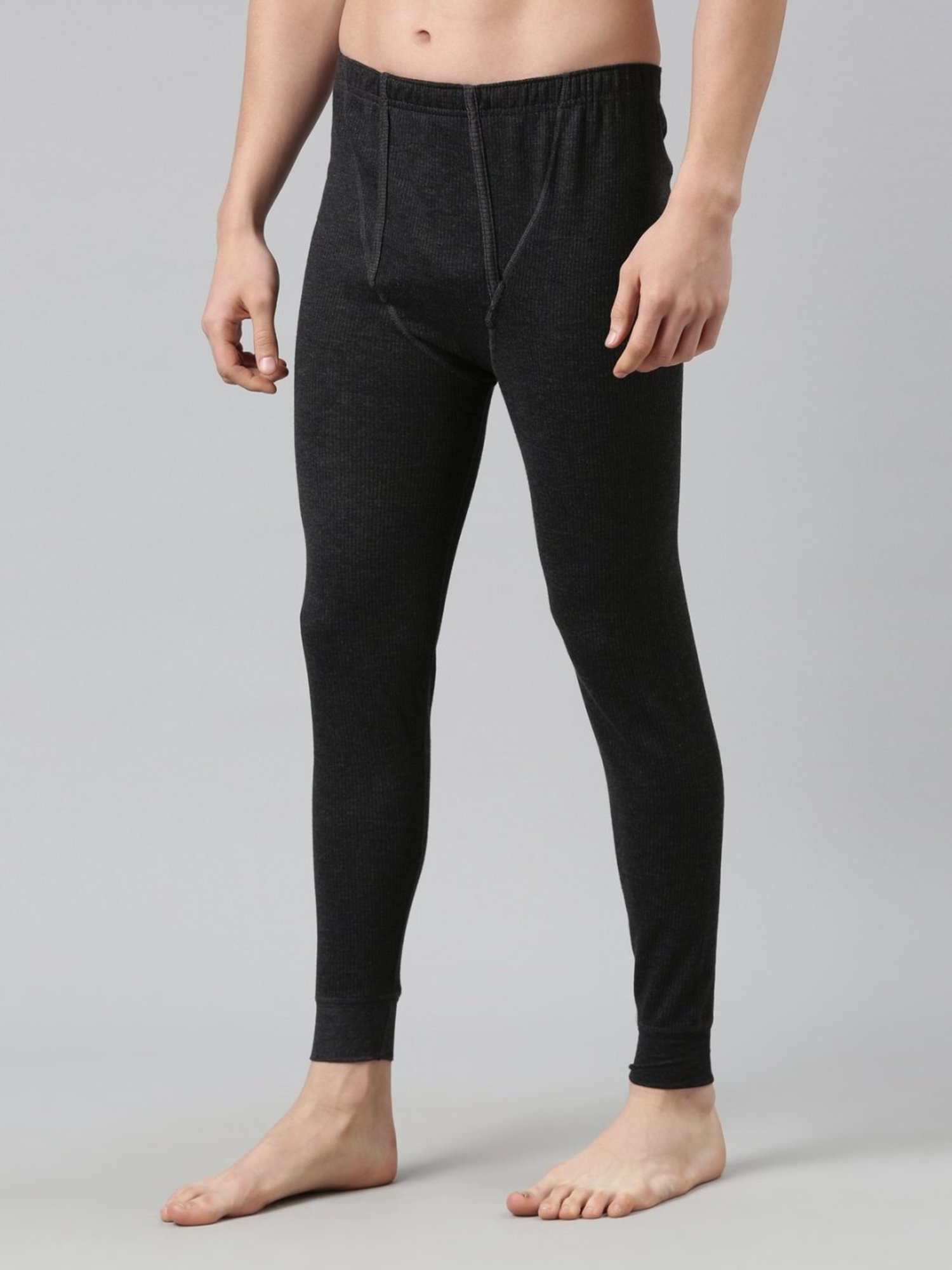 Dixcy Scott Maximus Dark Grey Melange Cotton Skinny Fit Thermal Bottoms