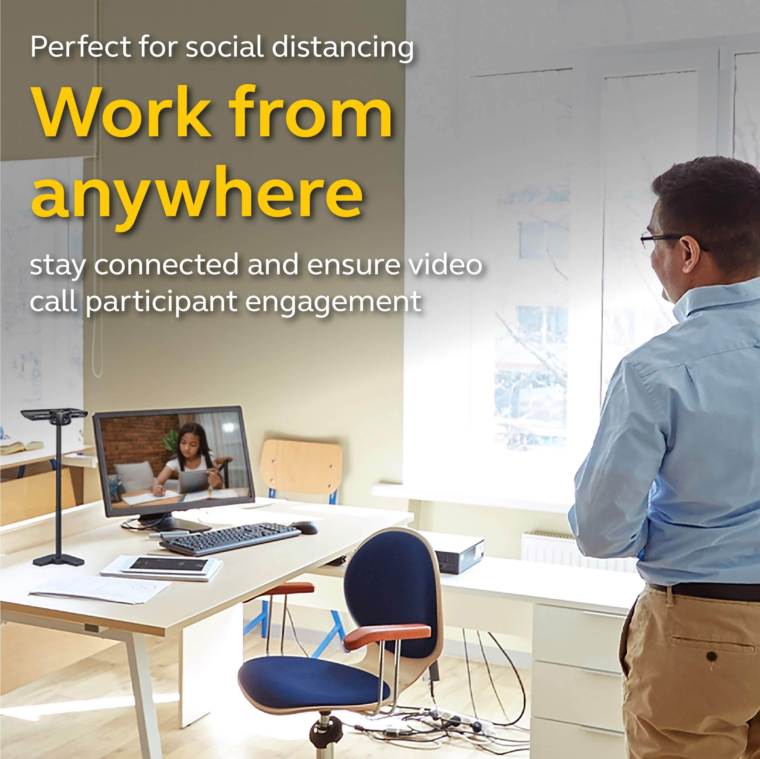 PanaCast &ndash; Intelligent 180&deg; Panoramic-4K Huddle Room Video Camera &ndash; Inclusive Video Conferencing Camera with Full Room Coverage, Easy to Set Up Wide Angle Webcam for Business & Distance Learning