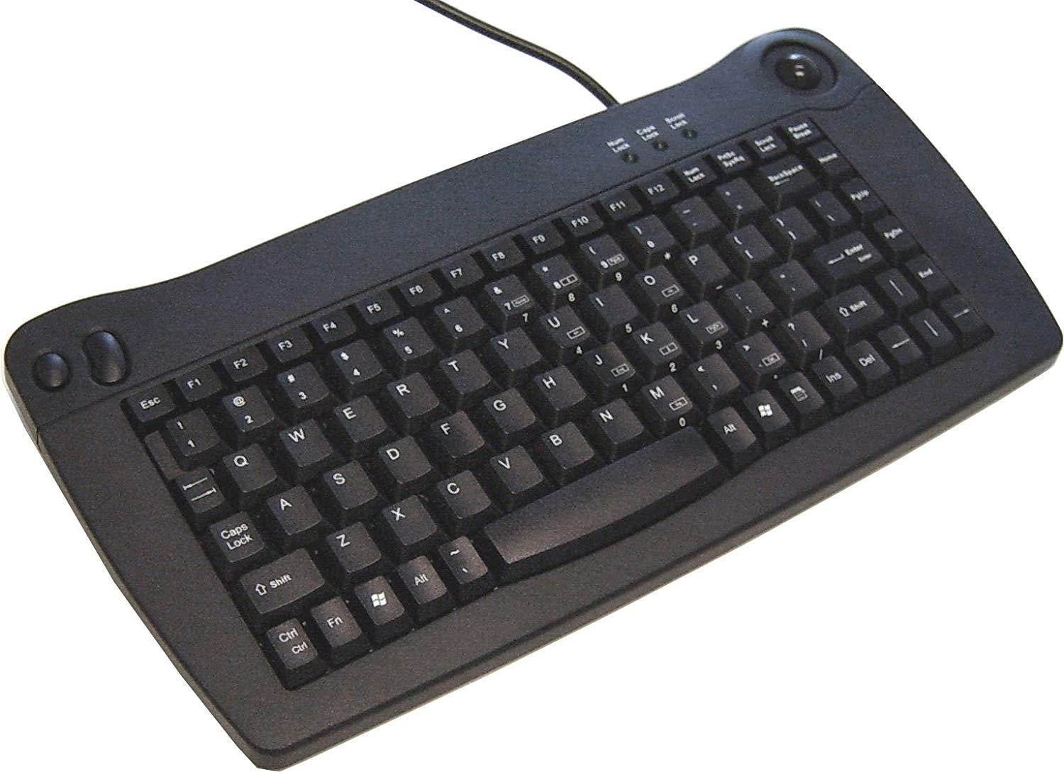 Solidtek ACK5010UB Compact KB with Trackball, Black