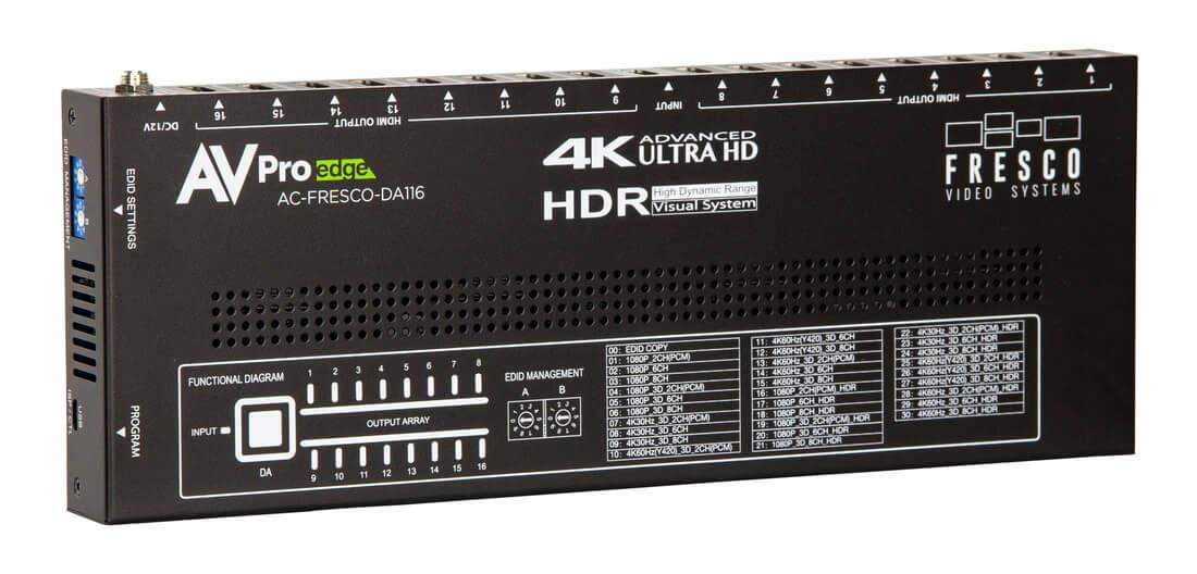AVPro Edge AC-FRESCO-DA116 4K60 18Gbps HDR 1x16 HDMI 2.0 Large-Scale Distribution Amplifier with EDID Control
