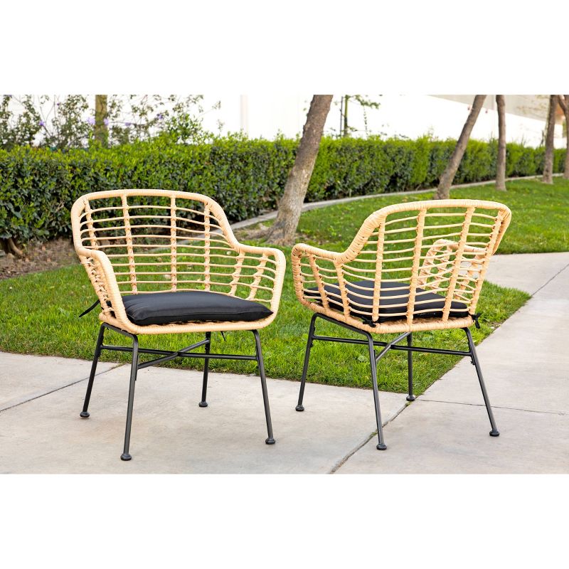 Ava 2pk Outdoor Wicker Accent Chairs - Natural Brown - Coaster