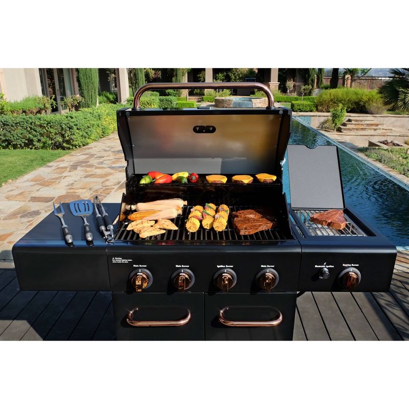 Kenmore 4-Burner Outdoor Gas BBQ Grill with Searing Side Burner PG-40409S0LB-2 Black