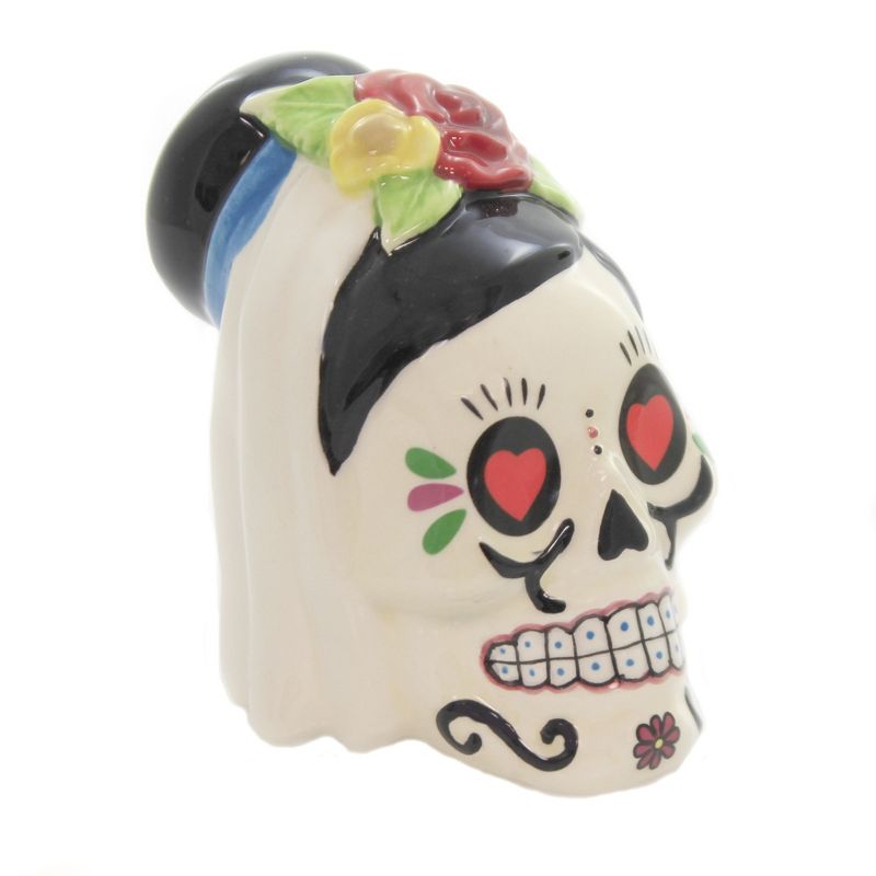 Tabletop 3.5" Day Of Dead Wedding Skulls S/2 Salt Pepper Shaker Sugar Skull Pacific Trading  -  Salt And Pepper Shaker Sets
