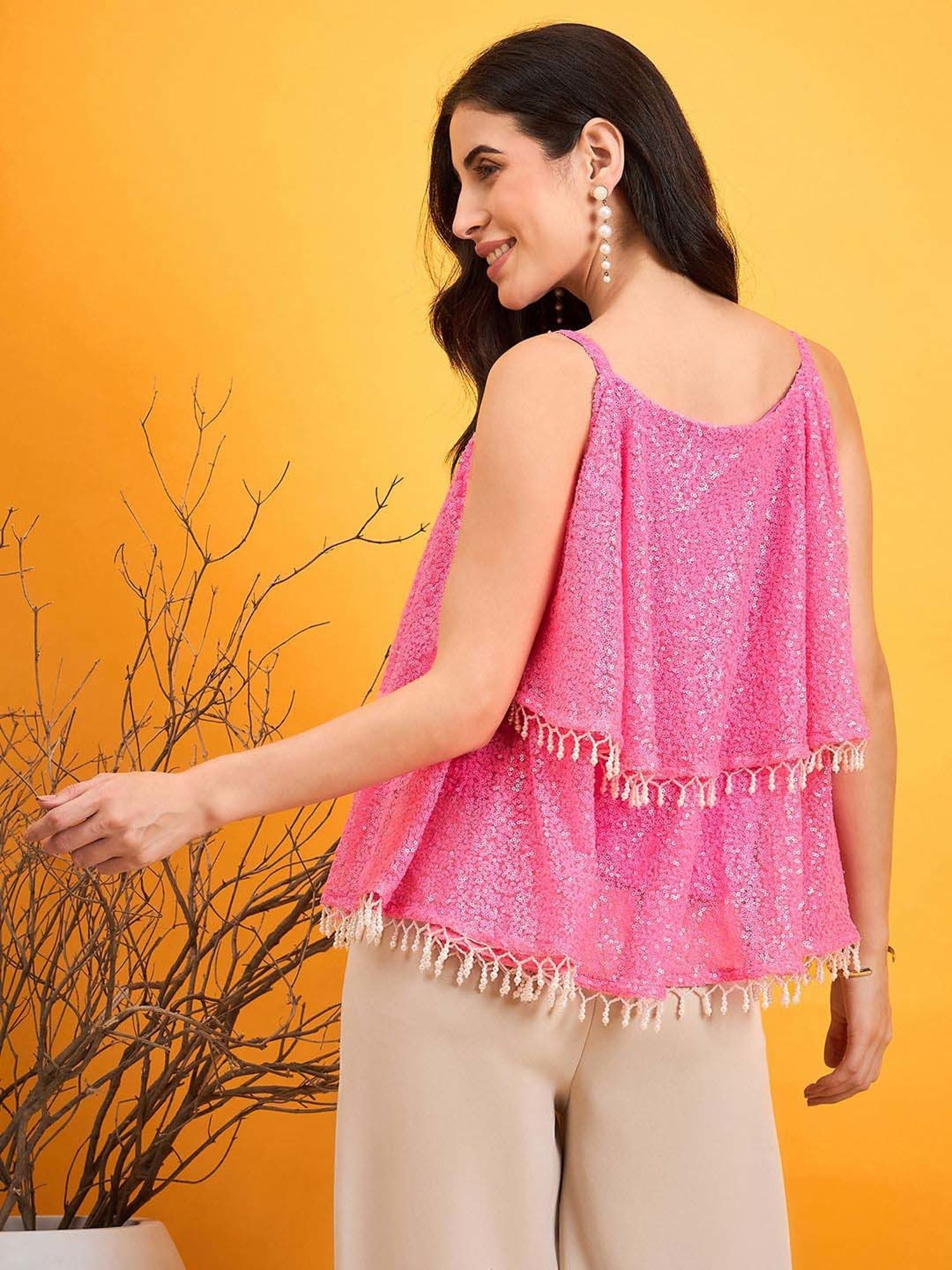 The Kaftan Company Pink Embellished Top