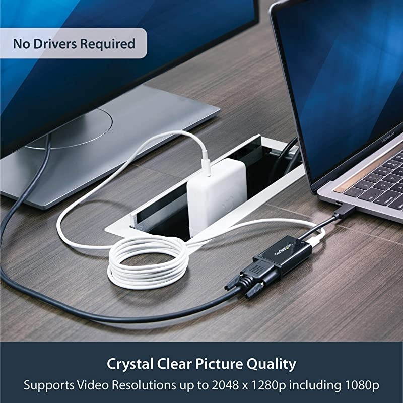 com USBC to VGA Adapter with Power Delivery USB PD USB C Adapter USB Type C to VGA Projector Adapter CDP2VGAUCP