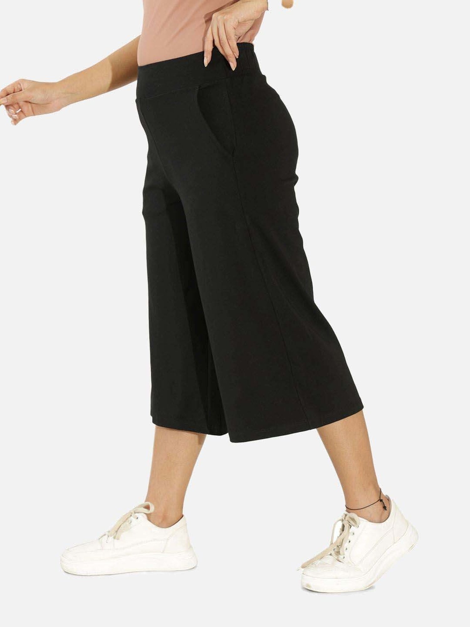 BlissClub Black Cotton Culottes