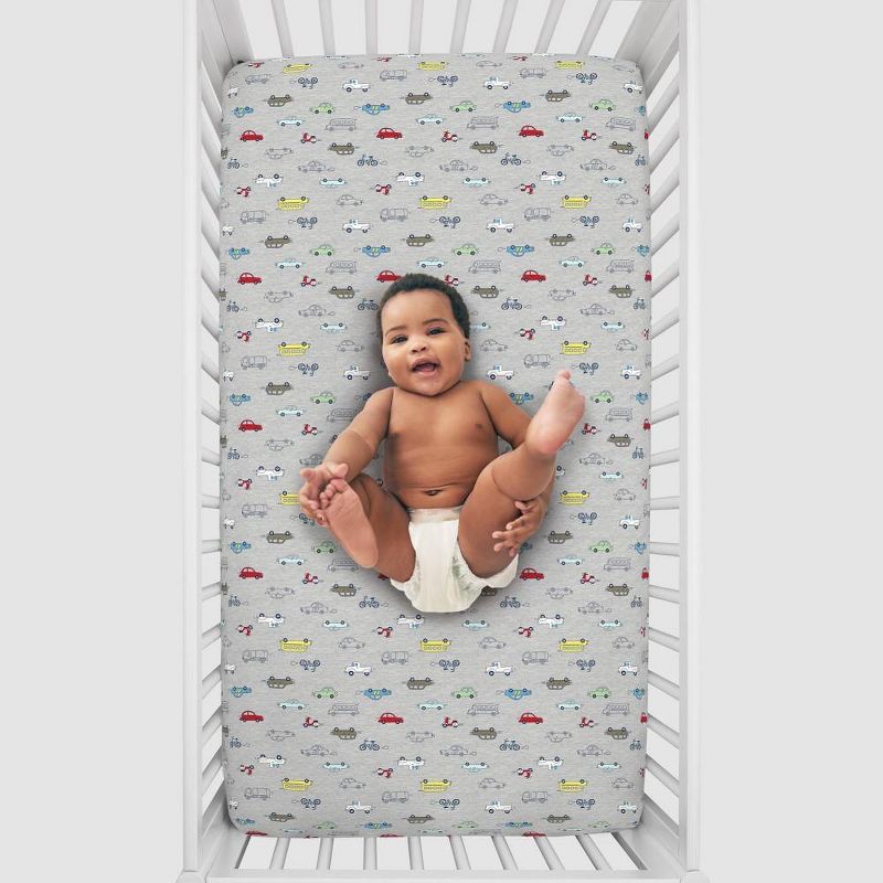 Carter's Busy Cars and Bikes Crib Sheet Super Soft Mini Crib Fitted Sheet