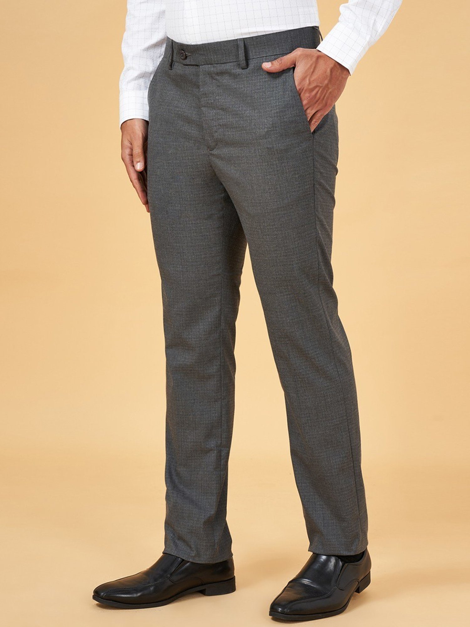 Byford by Pantaloons Dark Grey Slim Fit Trousers
