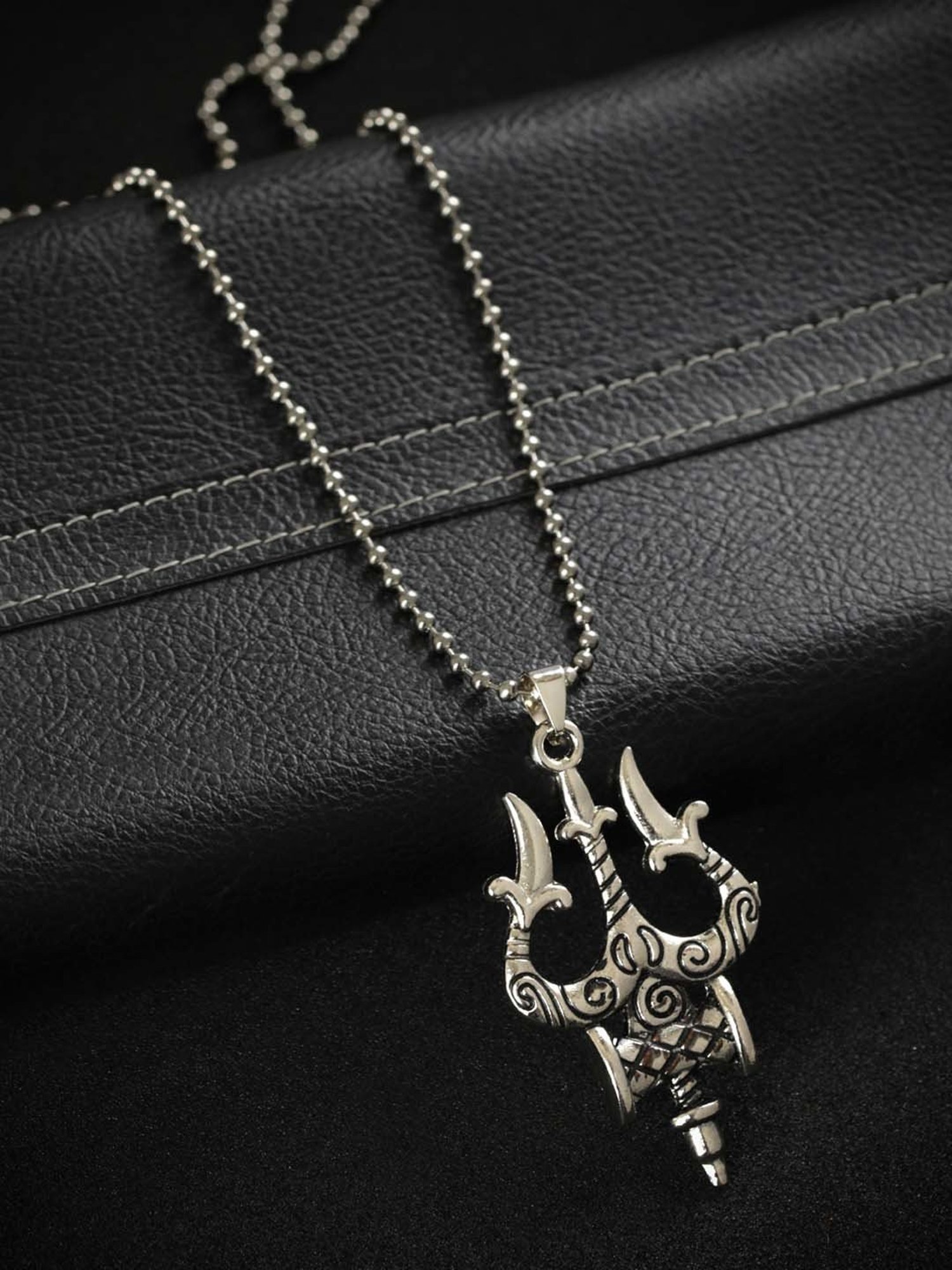 Bold By Priyaasi Mighty Trishul Silver-Plated Pendant for Men