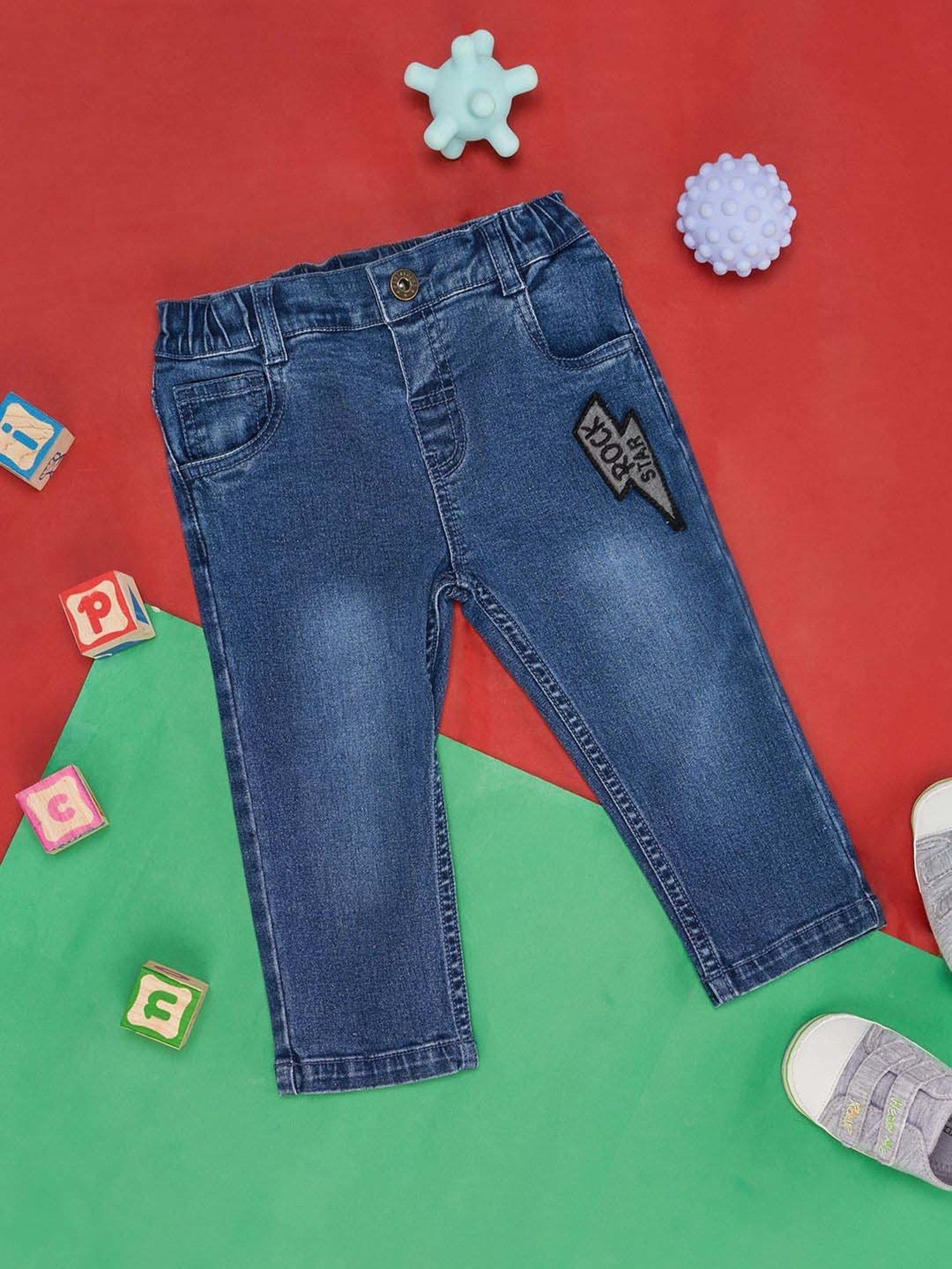 Pantaloons Baby Blue Cotton Regular Fit Jeans