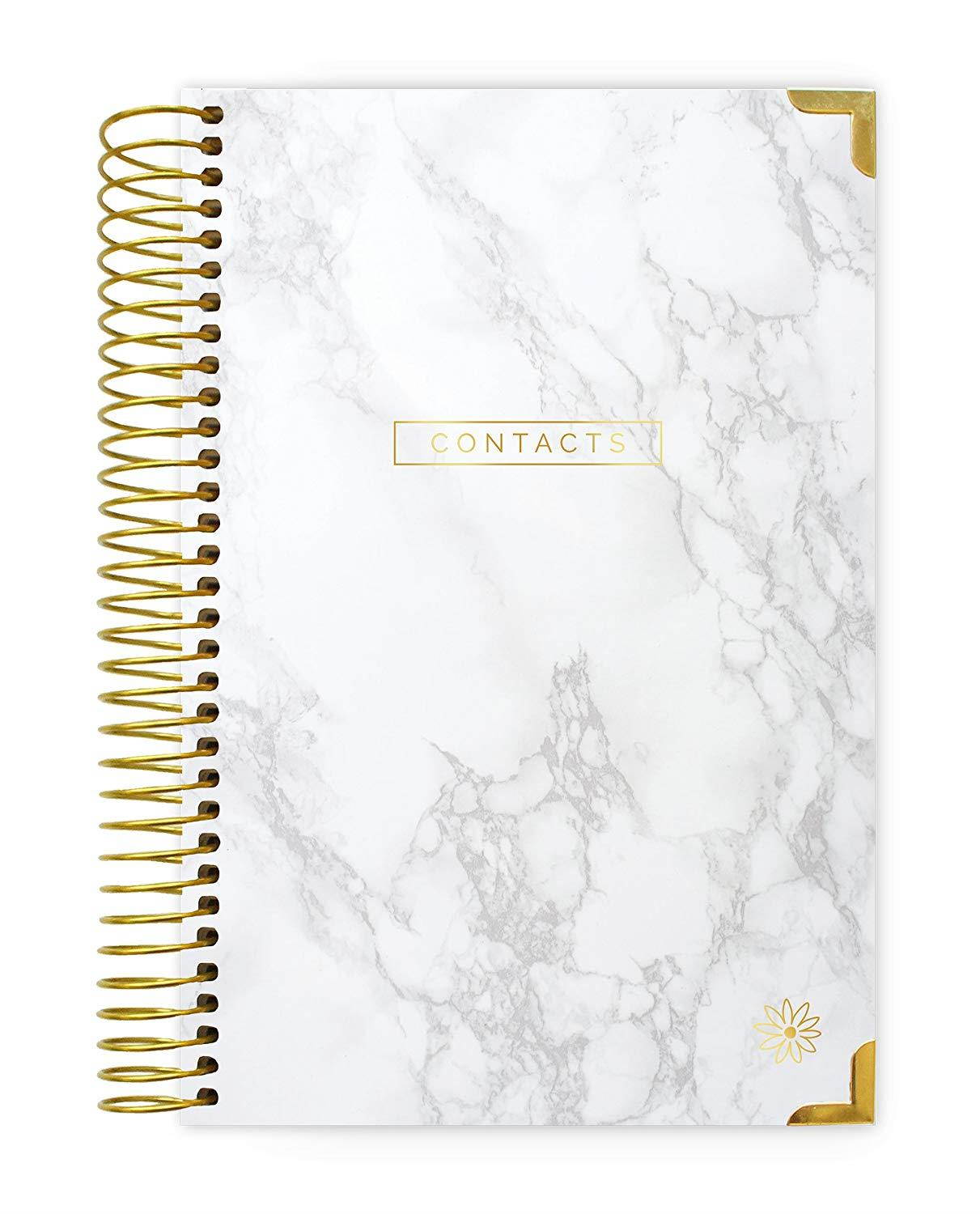 bloom daily planners New and Improved Hard Cover Contacts/Address Book - 6" x 8.25" - Marble