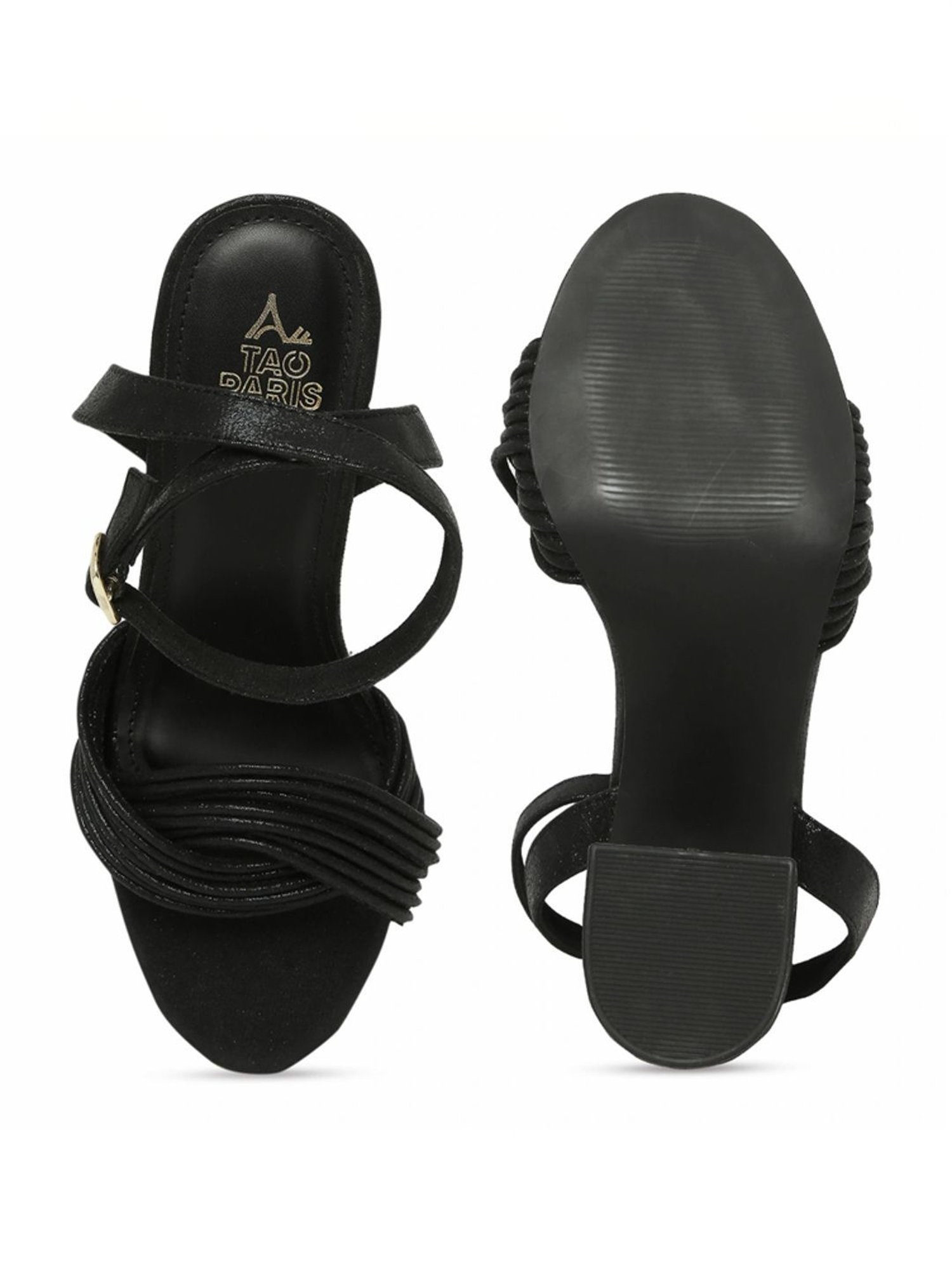 Tao Paris Women's Dot Black Ankle Strap Sandals