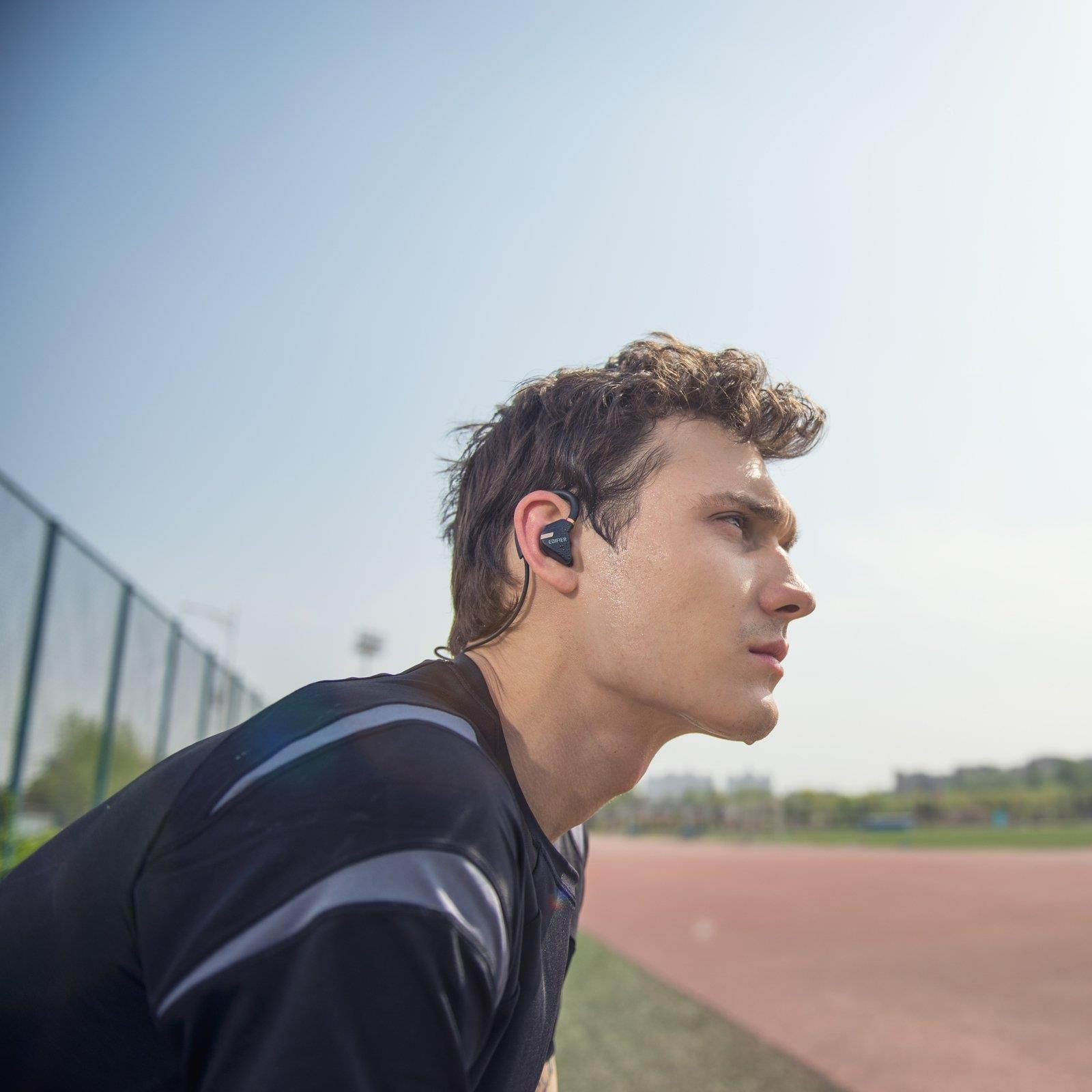 Edifier W296BT Bluetooth v4.1 Sports Headphones In-Ear Earphones Sweat Water Resistant CVC Noise Suppression - Black