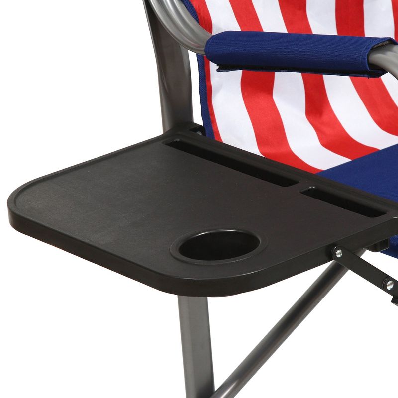 Kamp-Rite AFC101 Outdoor Tailgating Camping Outdoor Indoor Folding Portable Compact Directors Chair with Side Table, USA Flag