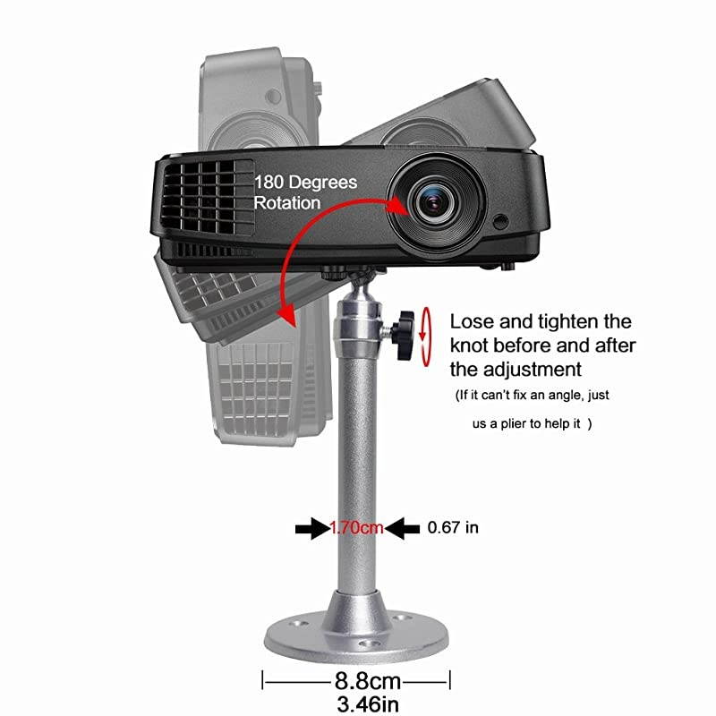 Mini Ceiling Projector Mount for Projectors CCTV DVR Cameras  Angle Adjustable Projection Length 175mm688in Silver