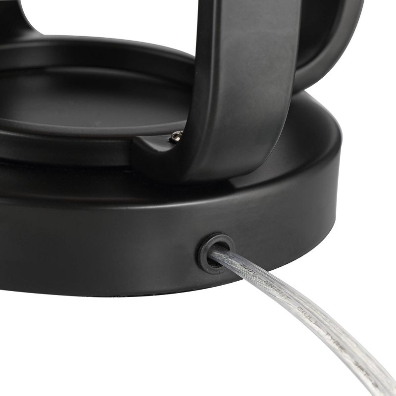 Franklin Iron Works Farmhouse Industrial Table Lamp with Night Light Bronze Metal Natural Mica Linen Drum for Living Room Bedroom