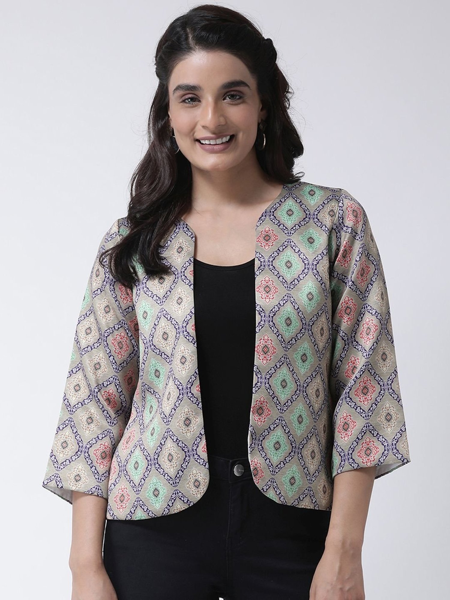 Hangup Grey Printed Shrug