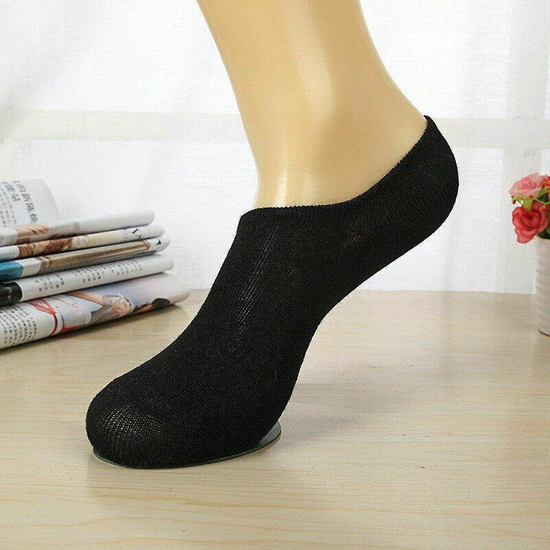 3-12 Pairs Men Invisible No Show Nonslip Loafer Low Cut Solid Cotton Socks 9-13