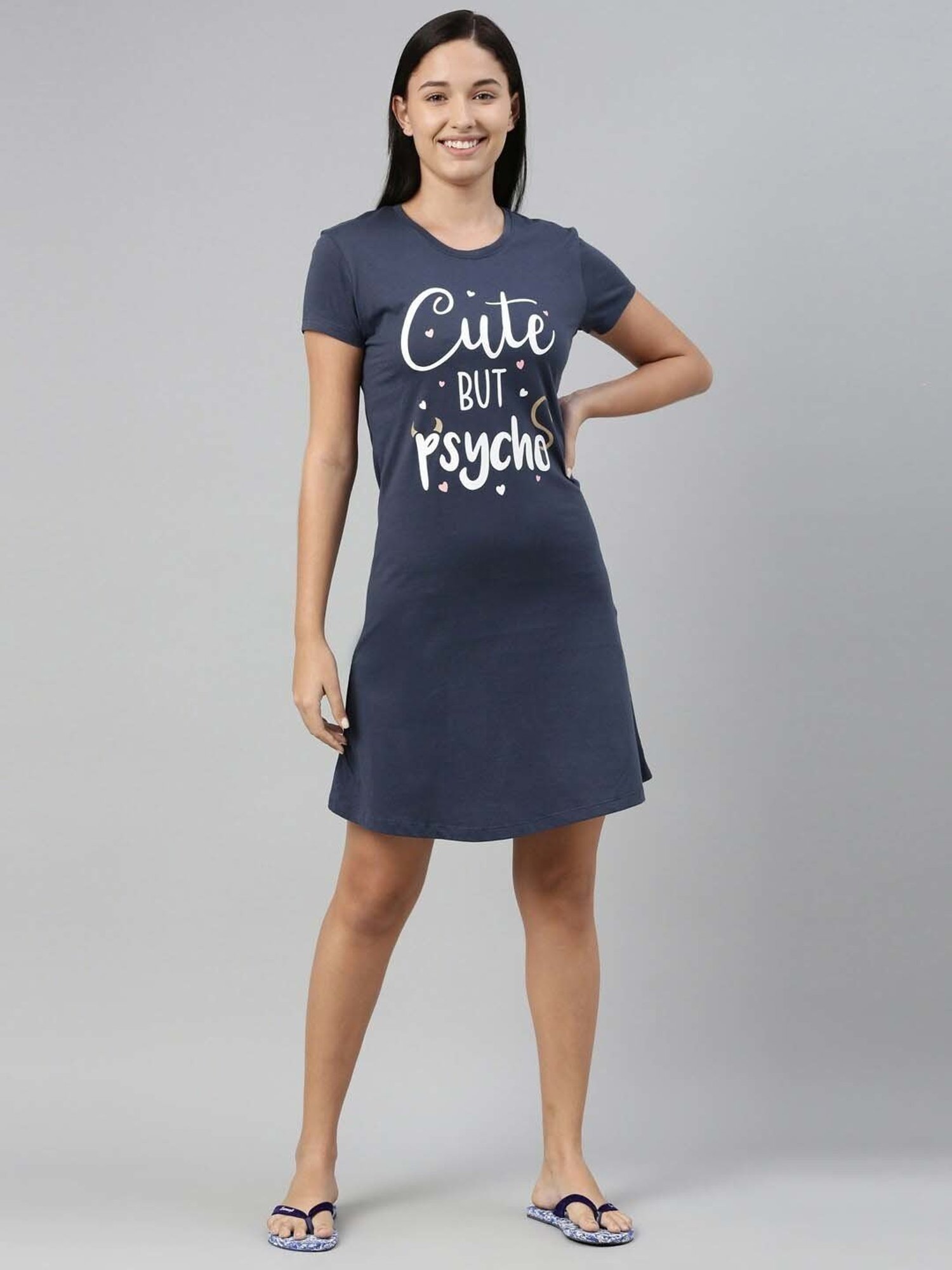 TWIN BIRDS Blue Printed Sleep Tee