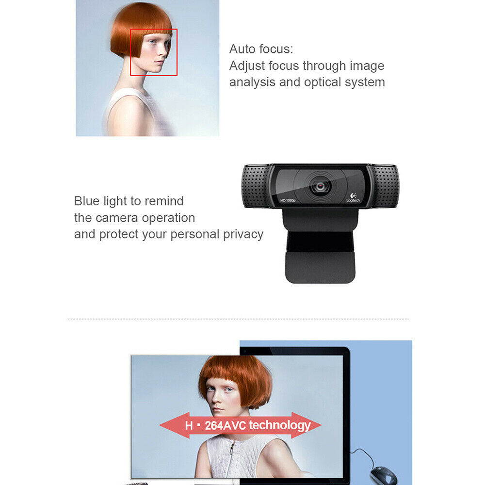 New Logitech Pro C920e HD Pro Webcam Widescreen Video Chat Recording USB Smart 1080p Web Camera For Computer C920 Upgrade Version CMOS
