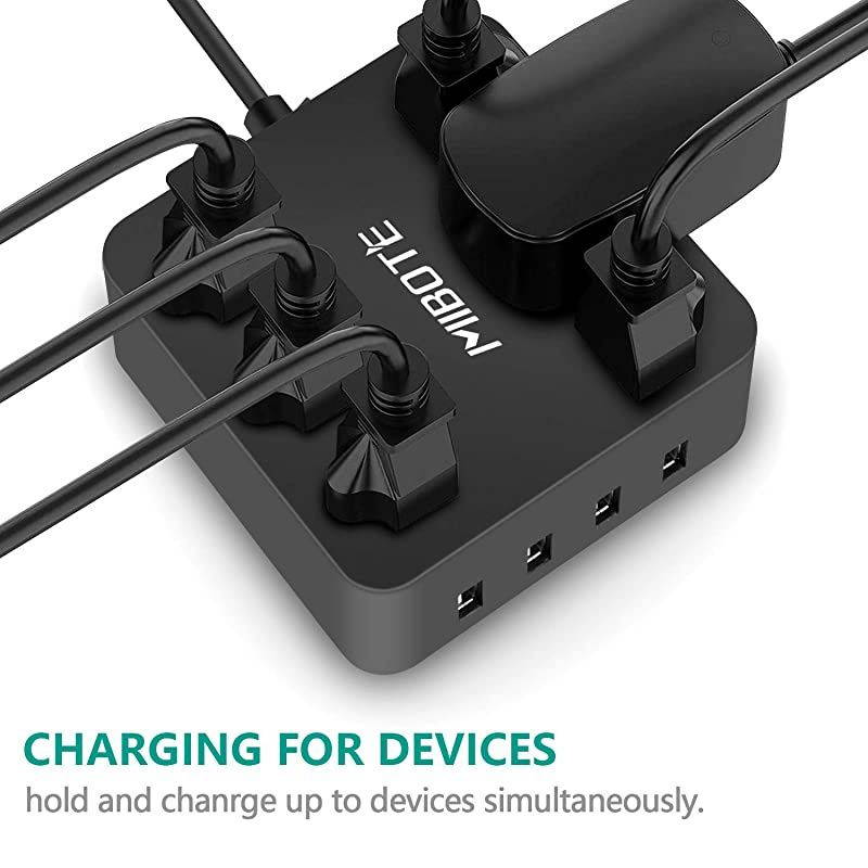 Power Strip with USB  6 AC Outlet with 4 Port USB Surge Protector Power Strip Charger 5ft Power Cord 1875W 100240V for Travel TV Computer Transformers Power Bank