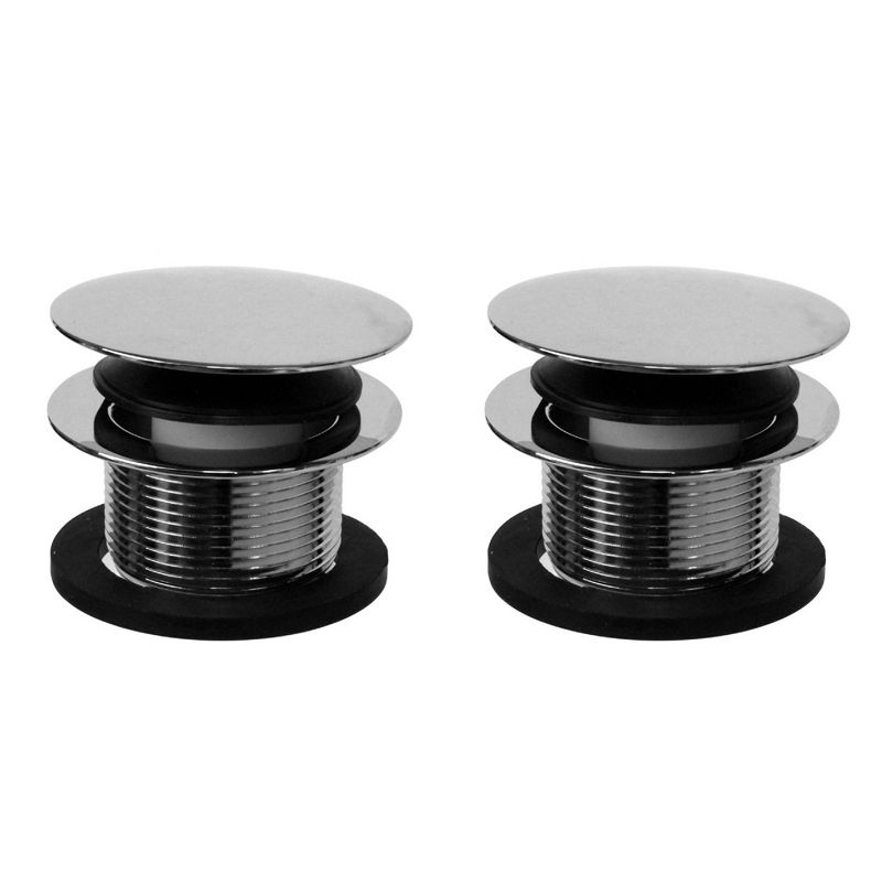 Westbrass ADA-Compliant, Heavy-Duty Metal, 1.5 Inch Diameter, Round Mushroom Cap Coarse Thread Tiptoe Bathtub Drain, Polished Chrome (2 Pack)