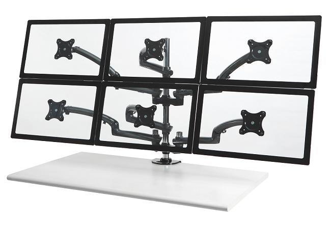 Cotytech Six Monitor Desk Mount Spring Arm Clamp Base - Dark Gray