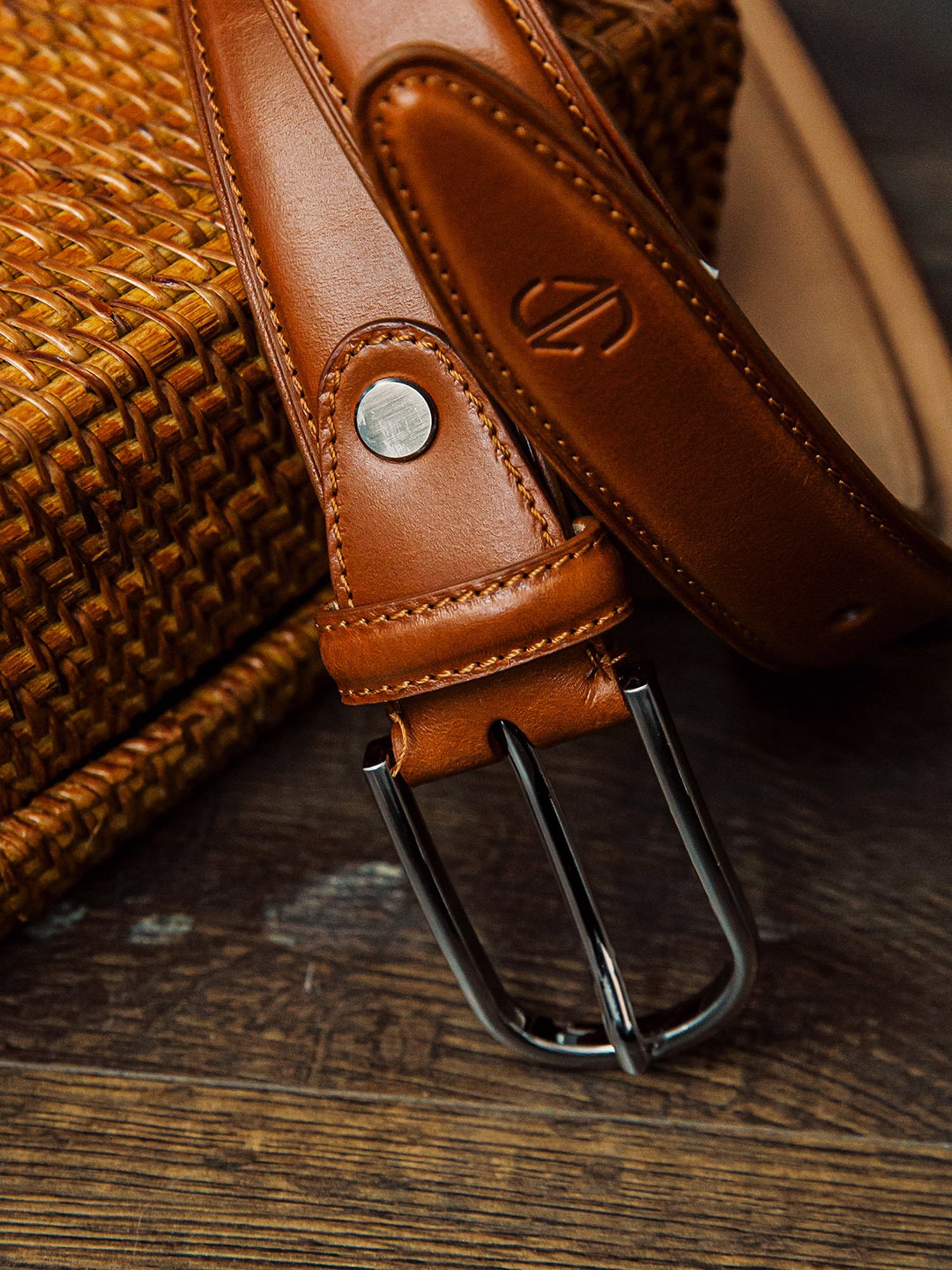 James Aston Tan Leather Waist Belt for Men