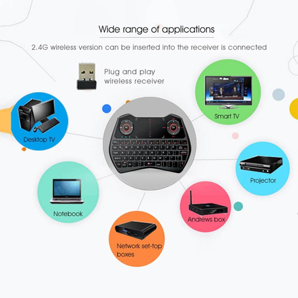 Original Rii 2.4GHz Mini Wireless Keyboard with Touchpad&QWERTY Keyboard, Backlit Portable Keyboard Wireless with Remote Control,Built-in Mic and Headphone Port for Online Voice Communication