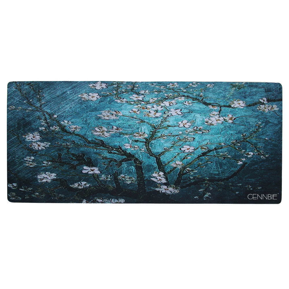 Cennbie Blossoming Almond Tree Rectangle Large Gaming Mouse Pad Extended Oblong Gaming Mousepad Mouse Mat in 895mm*395mm*1.8mm