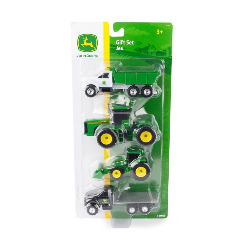 John Deere Vehicle Value 4pk 4 Wheel Drive Tractor Tractor with Loader Dump Truck and Flatbed Truck