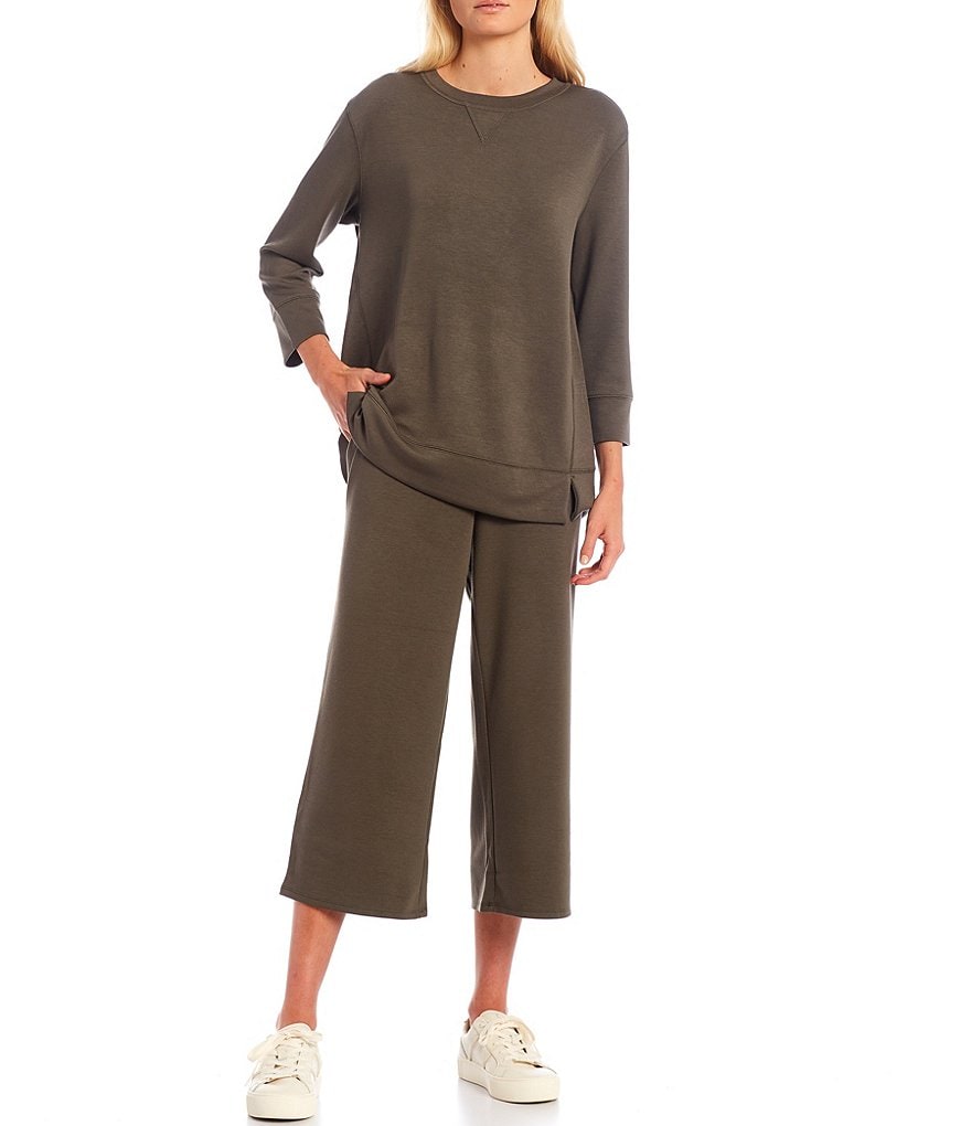 Westbound Soft Touch Crew Neck 3/4 Sleeve Coordinating Pullover