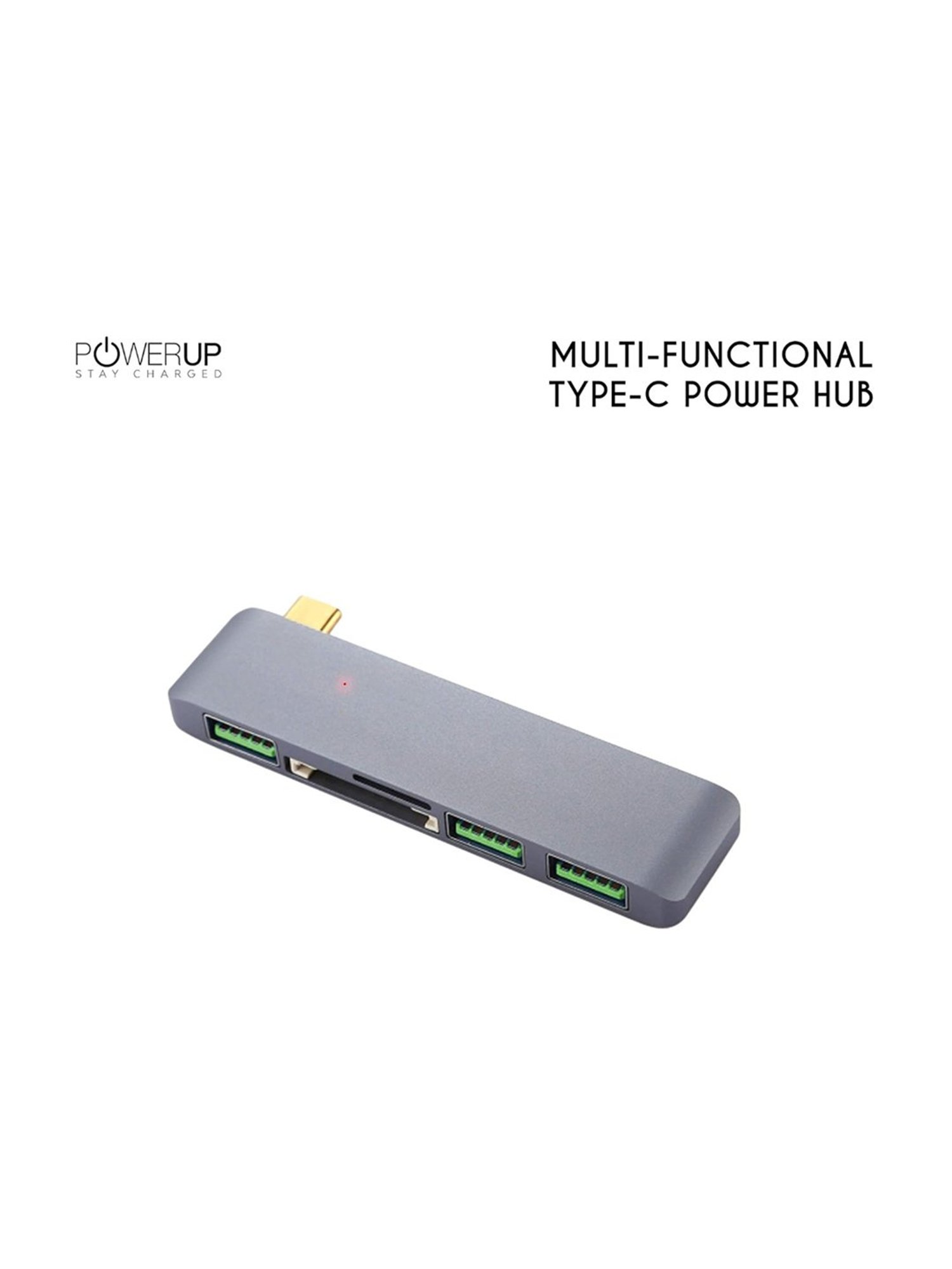 Powerup Aluminum USB Type-C Hub Adapter Dongle