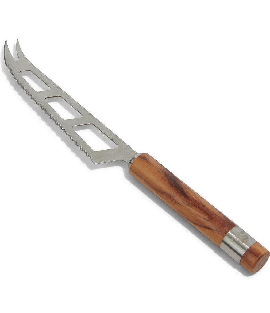 Berard #double;Acero#double; Olive Wood Serrated Cheese Knife With Stainless Steel Blade