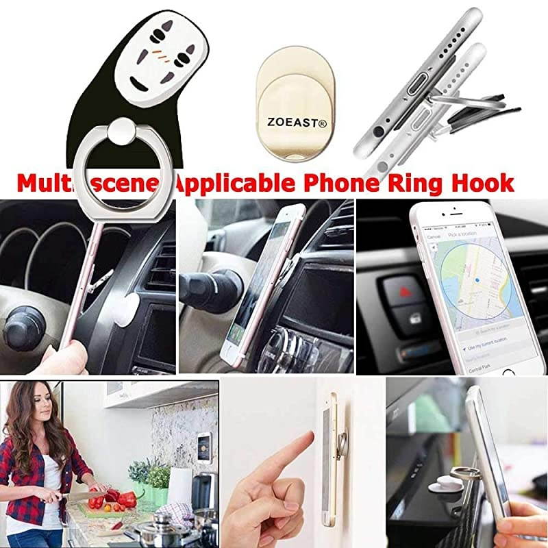 ZOEASTTM 3 Pack  Sprited Away Black Mask Ghost Universal 360&deg; Adjustable Holder Desk Hook Stand Stent Mount Kickstand Compatible with iPhone X Plus Samsung iPad Tablet 3pcs No Face Man