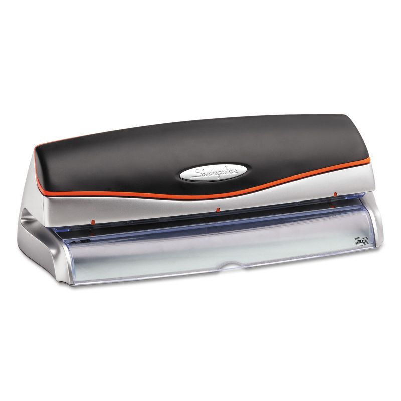 Swingline 20-Sheet Optima Electric/Battery Three-Hole Punch 9/32" Holes Silver/Black 74520