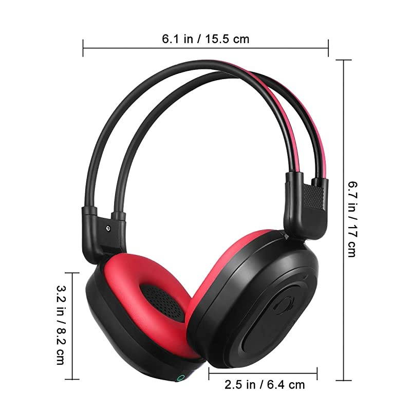 Foldable Wireless Headphone Portable FM Stereo Headset Radio (Black Red)