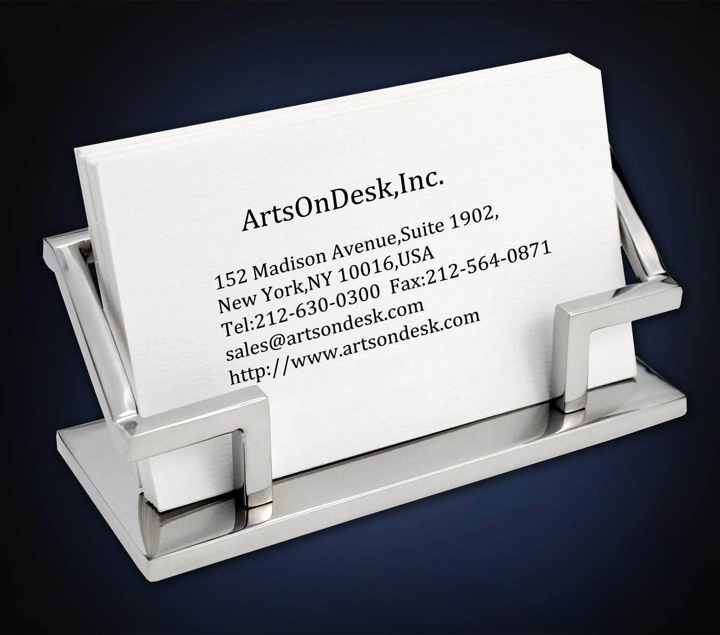 ArtsOnDesk Modern Art Business Card Holder Mr101 Stainless Steel Mirror Polish Patented Luxury High-end Desk Accessory Business Card Stand Case Office Organizer Thanksgiving Gift Christmas Gift