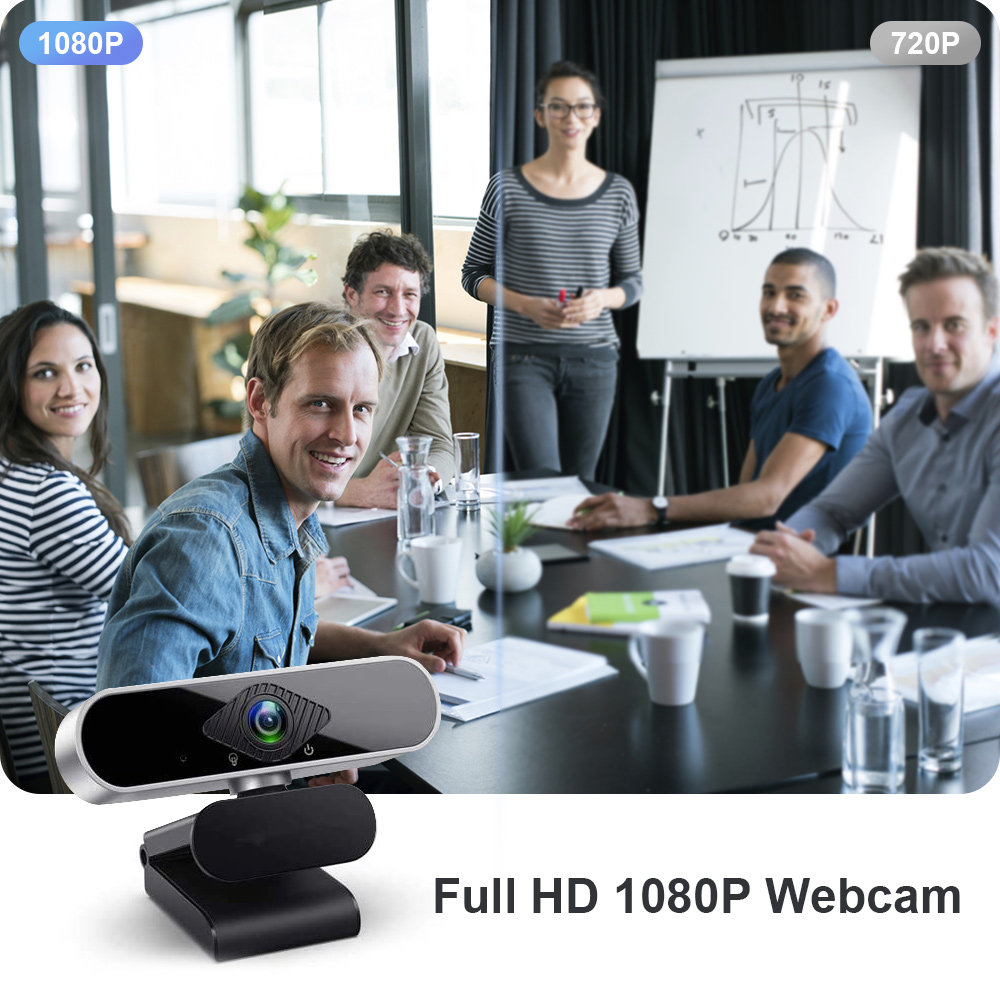 TROPRO Full HD 1080p Webcam, Webcam with Microphone Streaming Computer Web Cam for PC Laptop Desktop 360 Degree Rotation Computer Camera Highly Compatible with Win10/8/8.1/7/XP Linux Mac