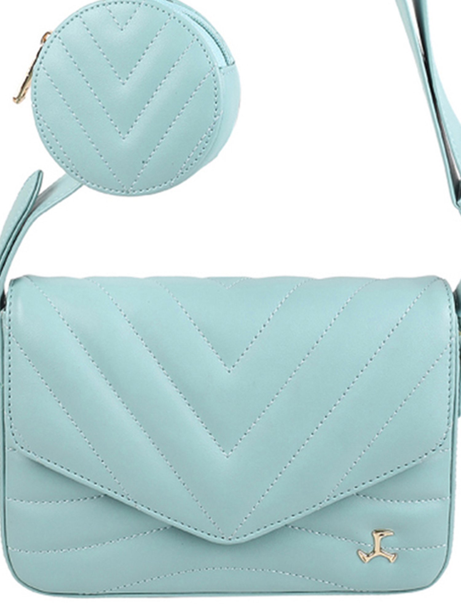 Mochi Blue Synthetic Textured Sling Handbag